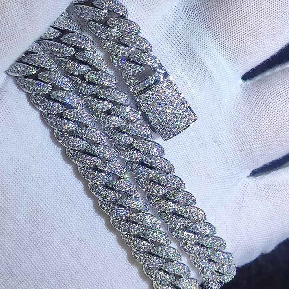 Cubic Zircon CZ Iced Out Bubbles Cuban Link Chain Necklace Jewelry Birthday Gift