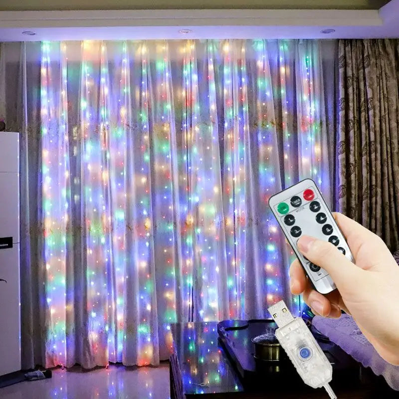 LED Curtain Garland 6x3M/3x3M USB Power Fairy Lights with Remote Control for Christmas New Year Window Decor Festoon Lighting