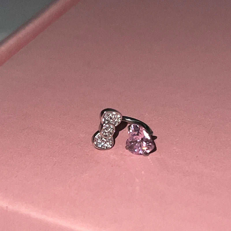 Cute Bowknot Love Heart Zircon Earring Punk Jewelry