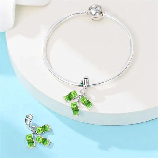 925 Sterling Silver Financial US Dollar Pendants Bracelets Beads