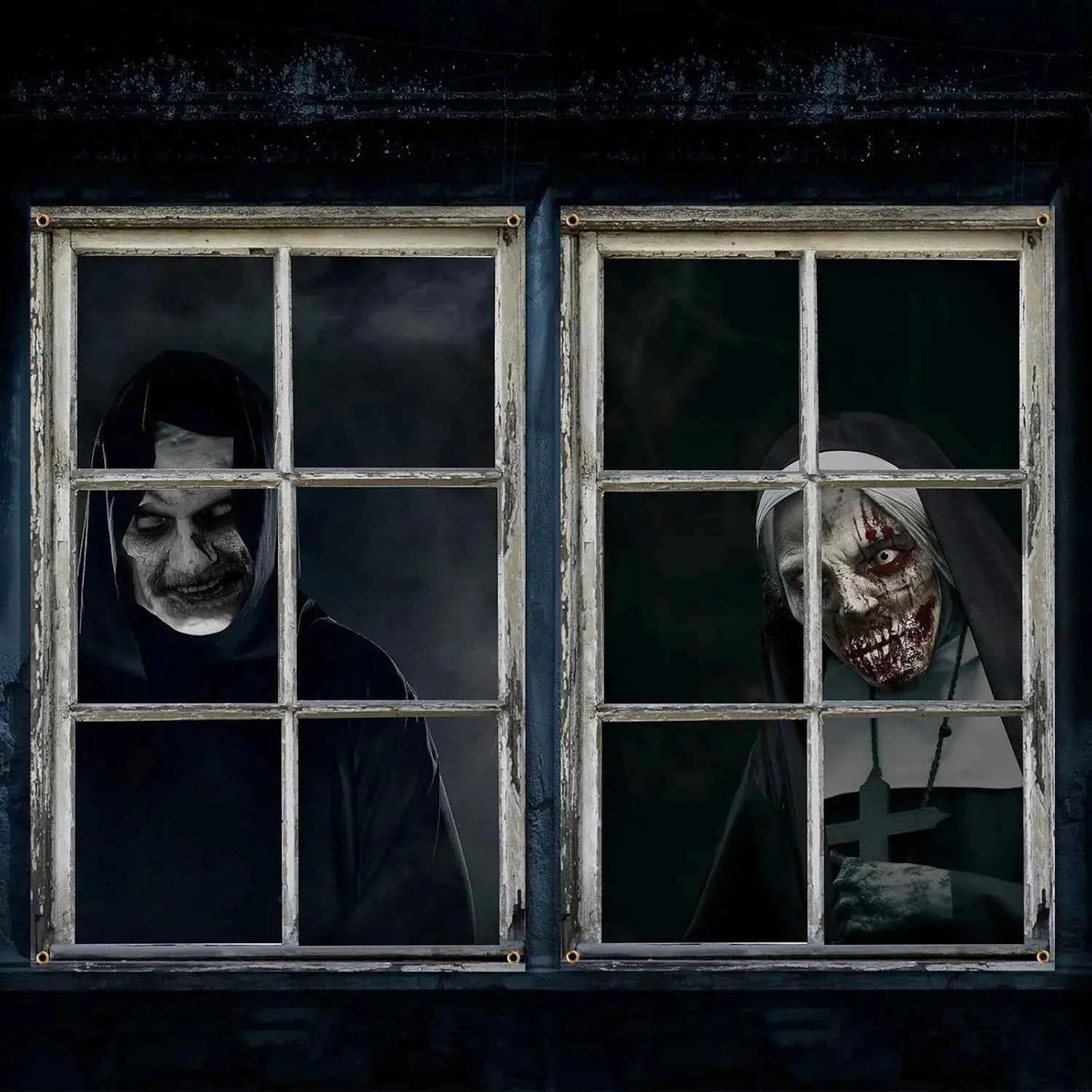 Scary Halloween 2 Pcs Curtain Halloween Window Horror Decoration Blood