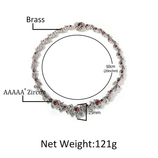 Red Eyes Necklaces for Men Iced Out Thrilled Claws Red Cubic Zirconia Chain Necklace