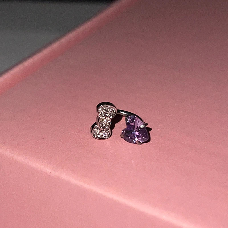 Cute Bowknot Love Heart Zircon Earring Punk Jewelry