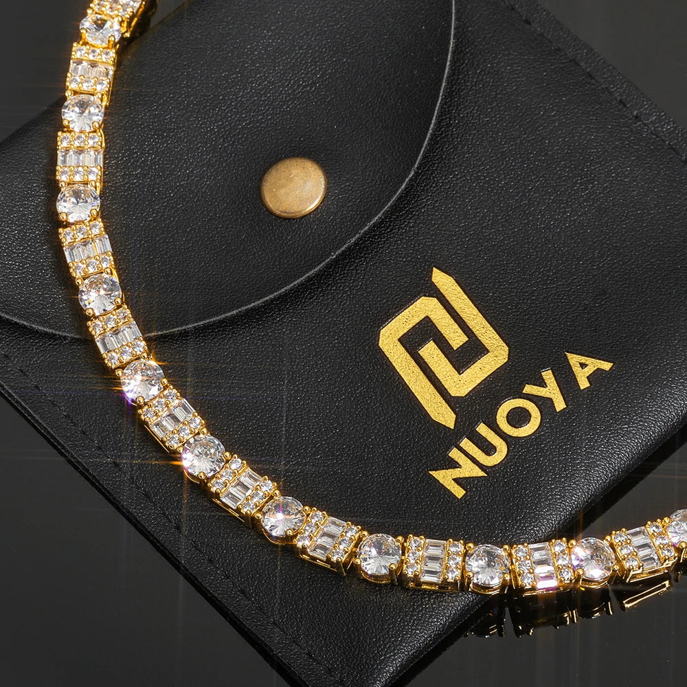 Iced Diamond Tennis Chain Silver Plated Brass Zirconia Necklace