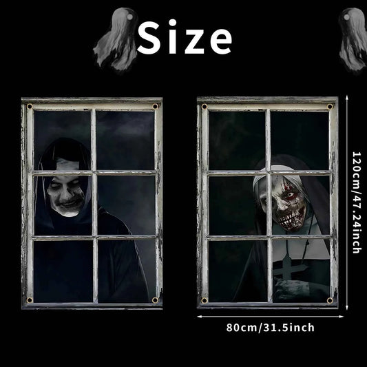 Scary Halloween 2 Pcs Curtain Halloween Window Horror Decoration Blood