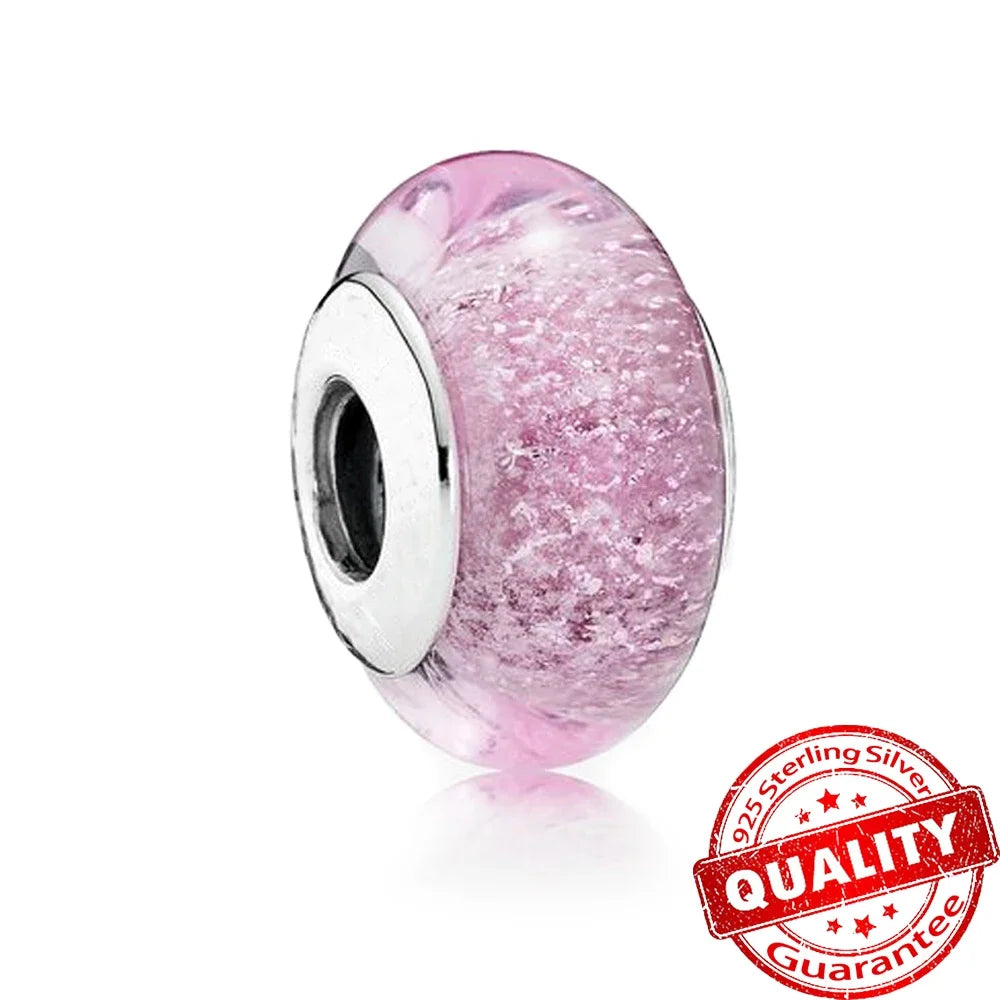Colorful Flower Murano Glass Charm Fit Original Bracelet Necklace Heart Fine Jewelry