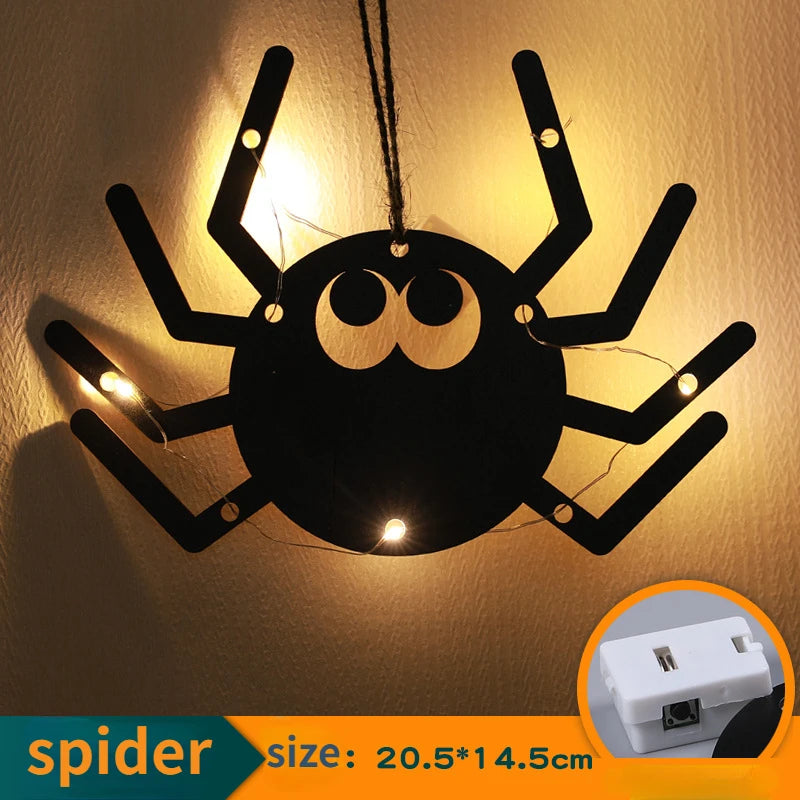 Halloween Hanging 10LED Castle Witch Ghost Spider Web Luminous Charm Indoor Outdoor Party Horror Props Decoration