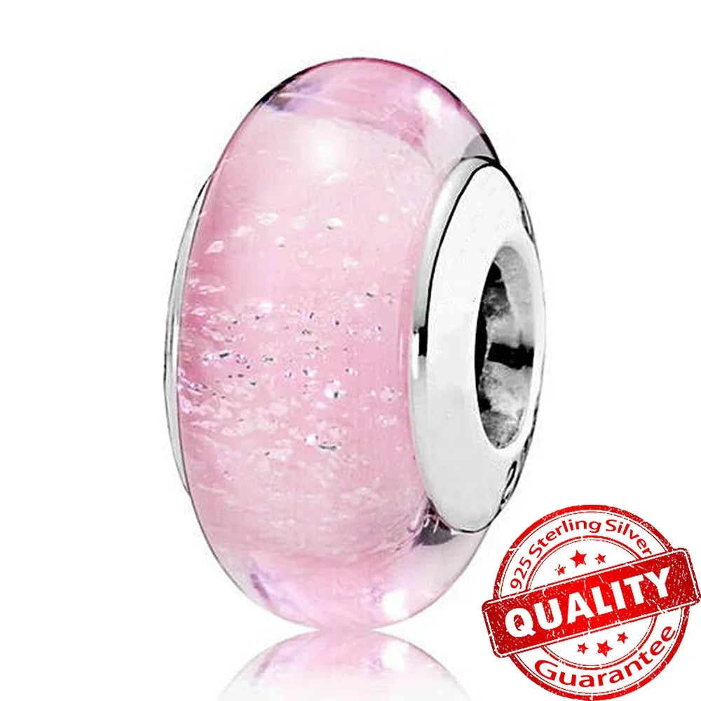 Colorful Flower Murano Glass Charm Fit Original Bracelet Necklace Heart Fine Jewelry