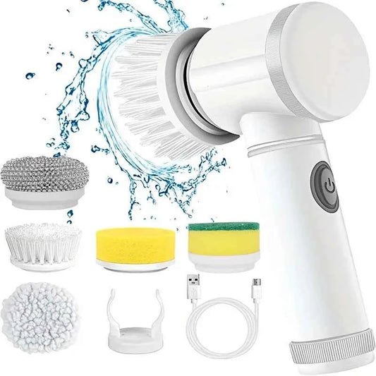 5-in-1 Electric Spin Scrubber Brush For Bathroom Tile Bathtub Sink, Power Scrubber With 5 Replaceable Brush Heads - DFShop