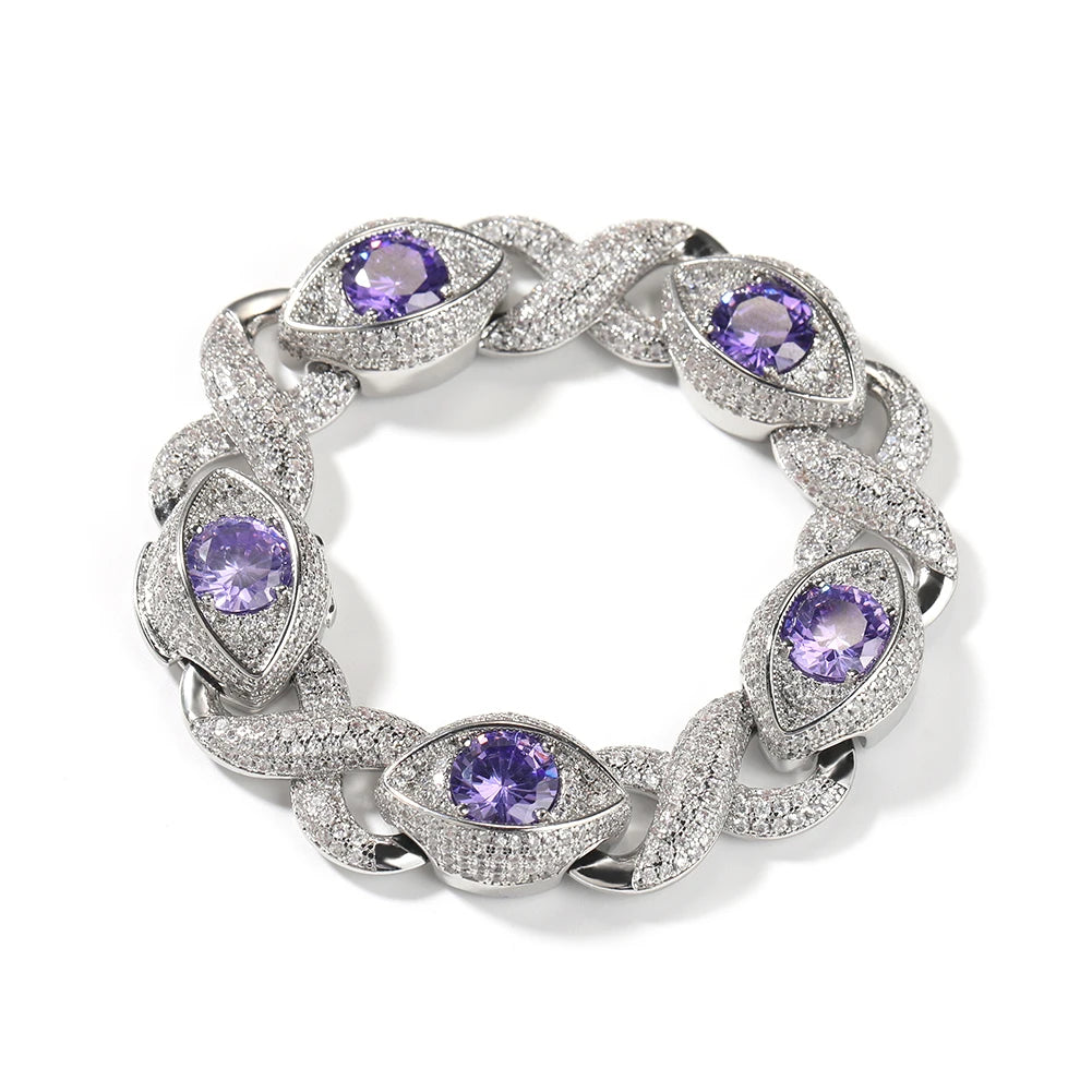 Iced Out Infinity Cuban Chain Necklace Eyes Pave Cubic Zirconia