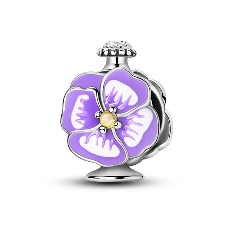 Romantic Pink Crown Perfume Bottle Charms Beads Fit Qikaola Bracelets Fine Jewelry