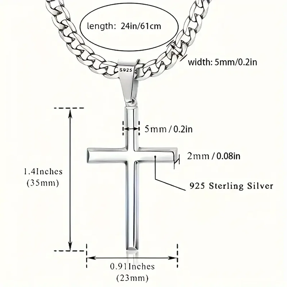 Cross Necklace Durable Cuban Crucifix Pendant Necklace