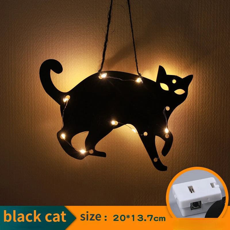Halloween Hanging 10LED Castle Witch Ghost Spider Web Luminous Charm Indoor Outdoor Party Horror Props Decoration