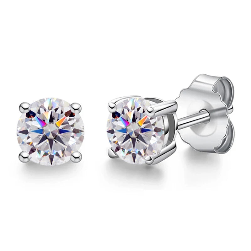 Passed Moissanite Diamond Stud Earrings Women Fine Jewelry