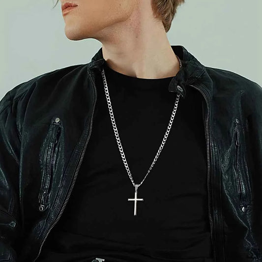 925 Sterling Silver Cross Necklace for Men & Women Durable Cuban Crucifix Pendant Necklace