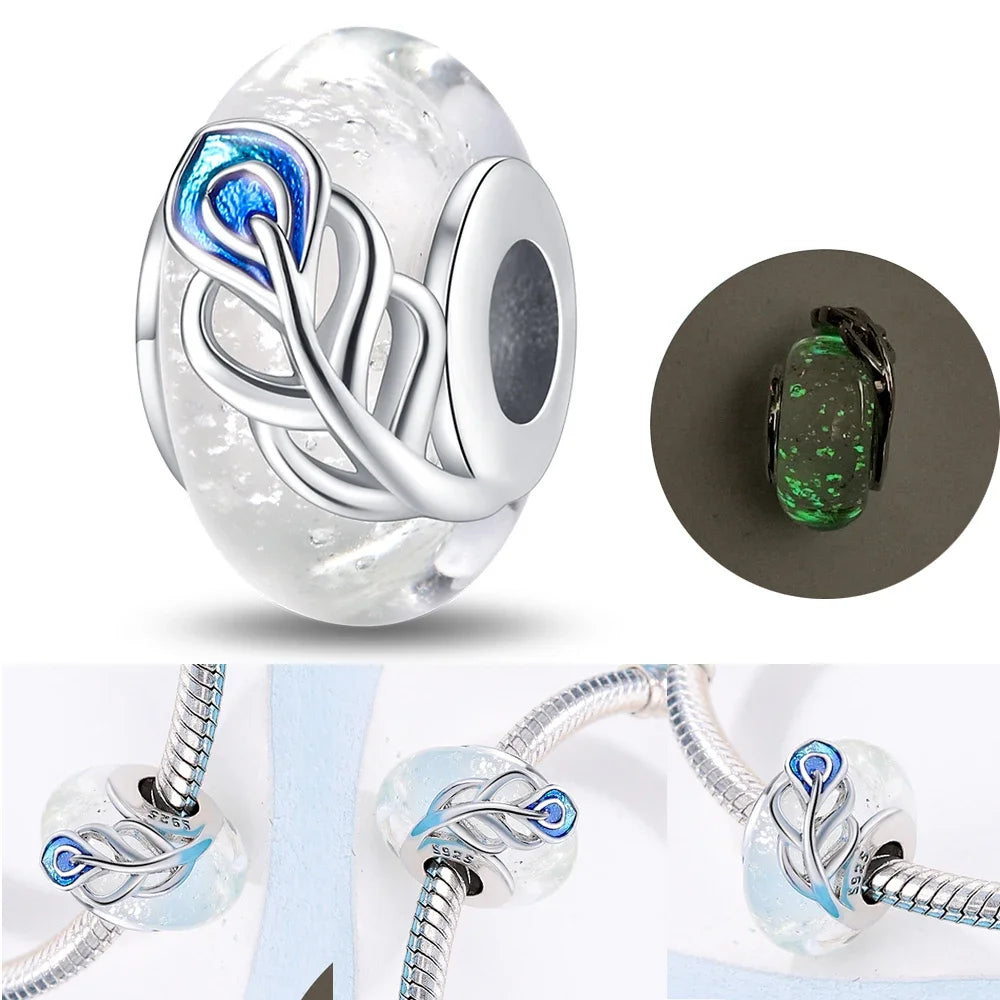 Colorful Flower Murano Glass Charm Fit Original Bracelet Necklace Heart Fine Jewelry