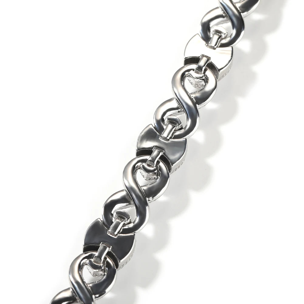 Iced Out Infinity Cuban Chain Necklace Eyes Pave Cubic Zirconia
