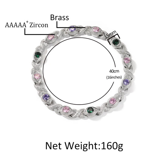 Iced Out Infinity Cuban Chain Necklace Eyes Pave Cubic Zirconia