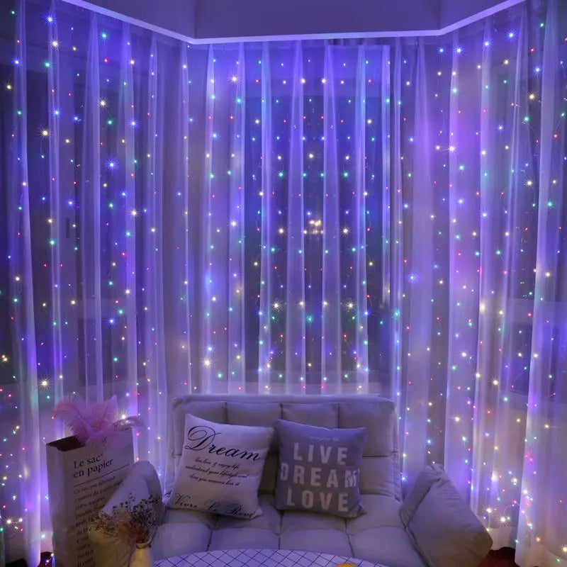 LED Curtain Garland 6x3M/3x3M USB Power Fairy Lights with Remote Control for Christmas New Year Window Decor Festoon Lighting