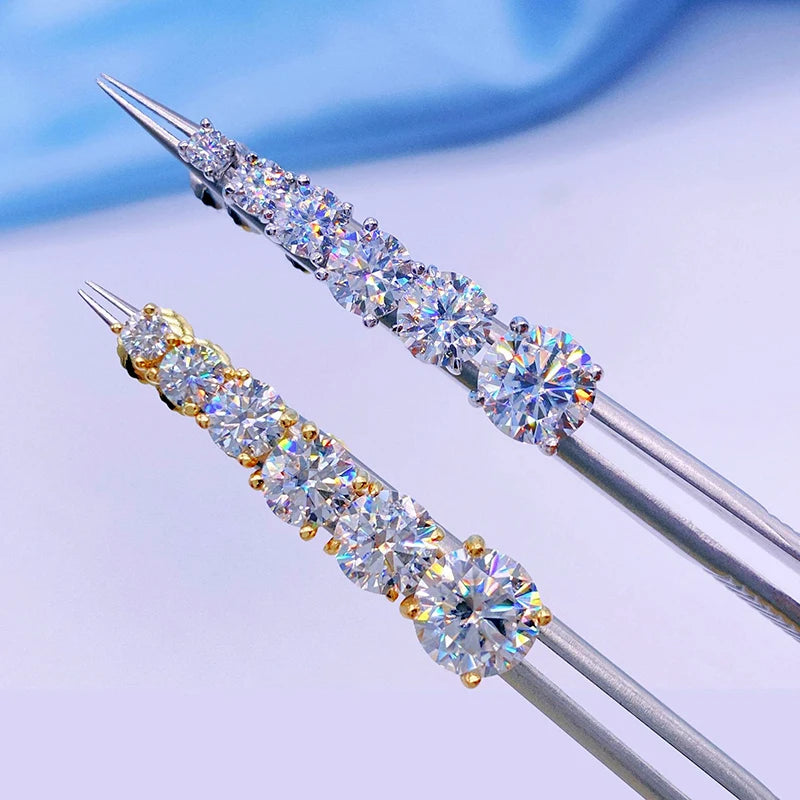 Passed Moissanite Diamond Stud Earrings Women Fine Jewelry
