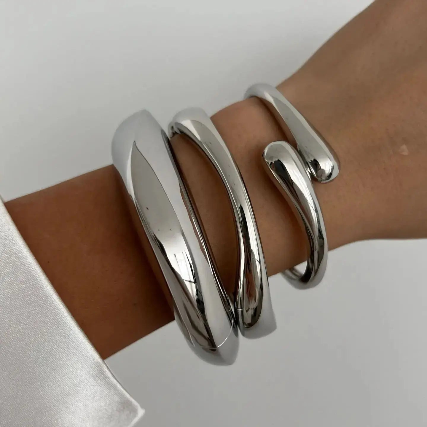 Gold Silver 3 Styles Color Geometric Spring Bangles