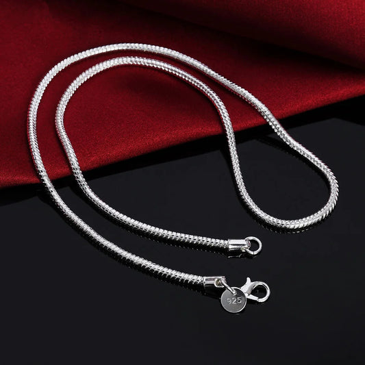 Silver Color Solid Snake Chain Necklace Men Women Fashion Jewelry For Pendant