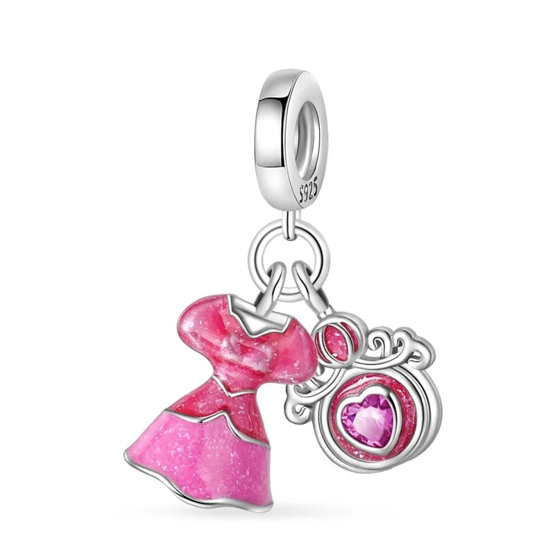 Romantic Pink Crown Perfume Bottle Charms Beads Fit Qikaola Bracelets Fine Jewelry