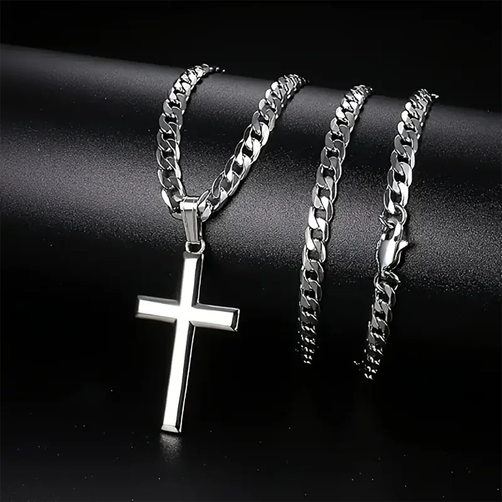 Cross Necklace Durable Cuban Crucifix Pendant Necklace