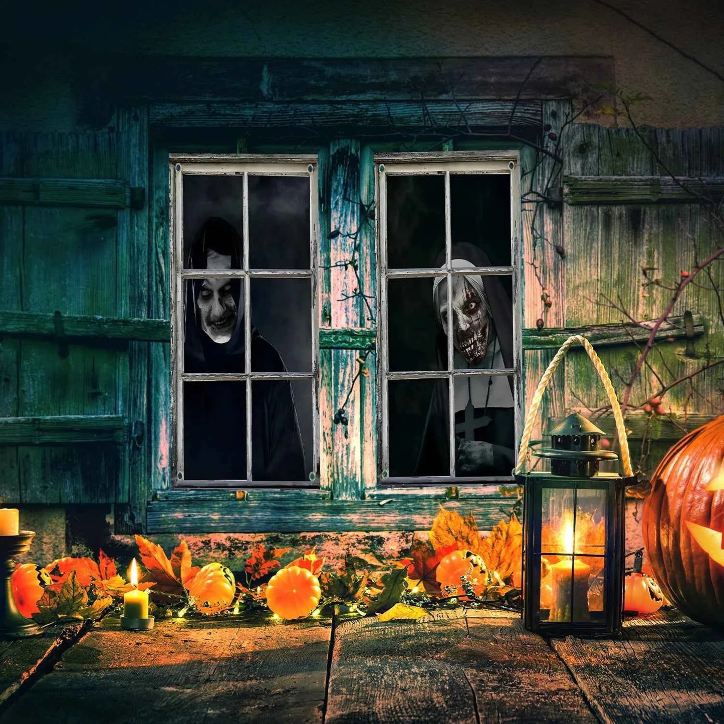 Scary Halloween 2 Pcs Curtain Halloween Window Horror Decoration Blood
