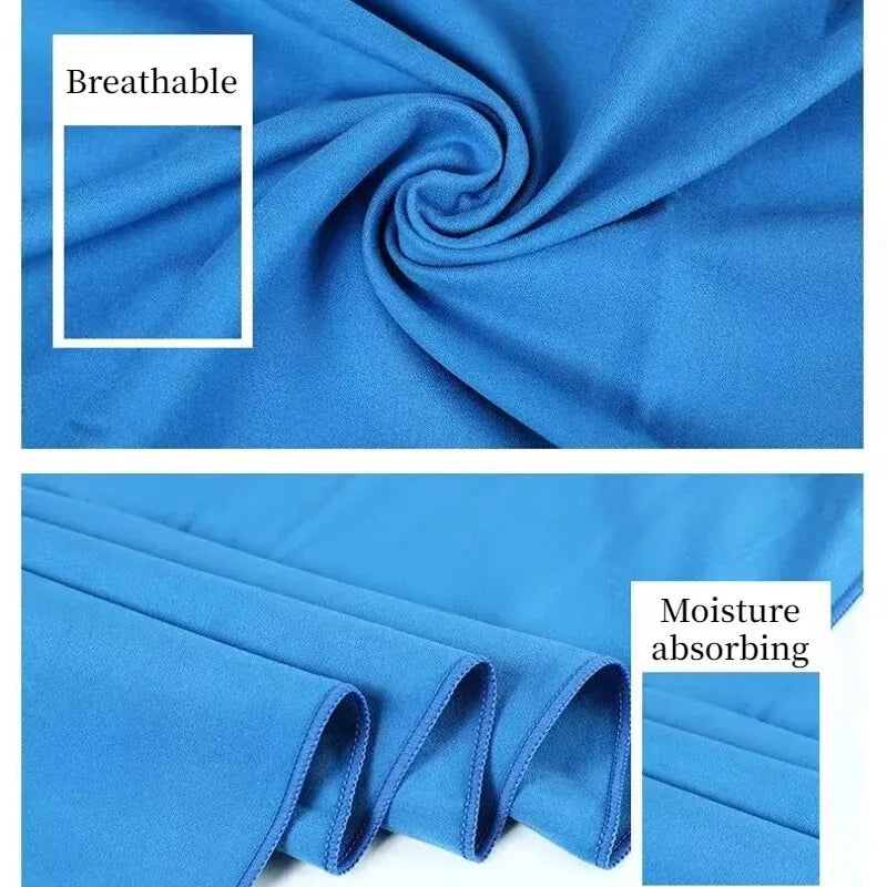 Blue quick drying sports towel showcasing breathable and moisture absorbing fabric texture
