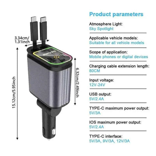 DFShop Car Charger with Spotlight for Trendy Lighting - DFShop