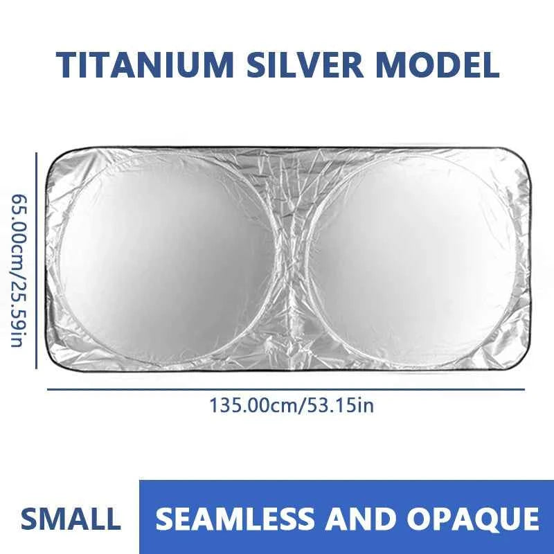 DFShop titanium silver small car windshield sun shade cover measuring 53 by 25 inches