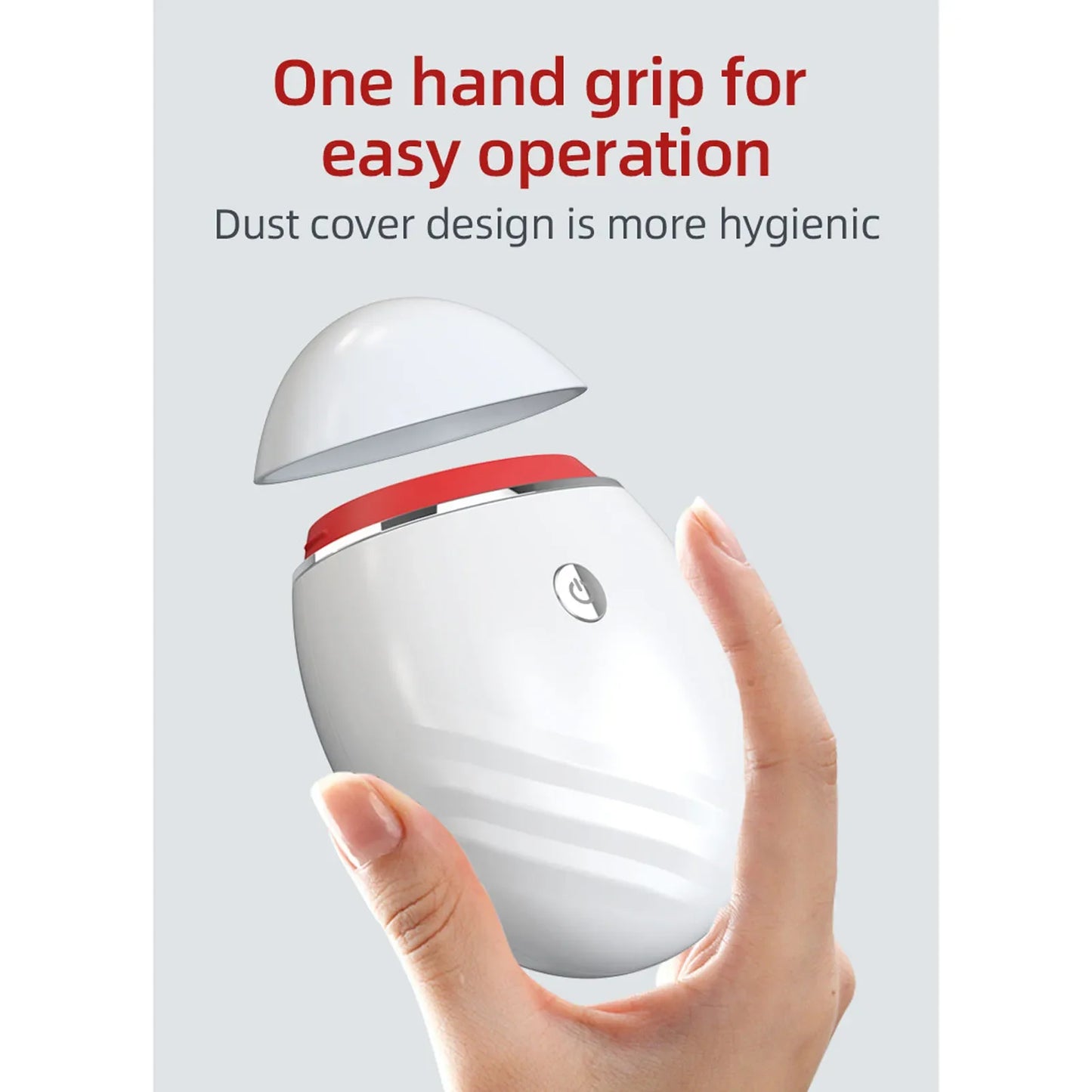 White electric lip plumper device with one hand grip and hygienic dust cover design