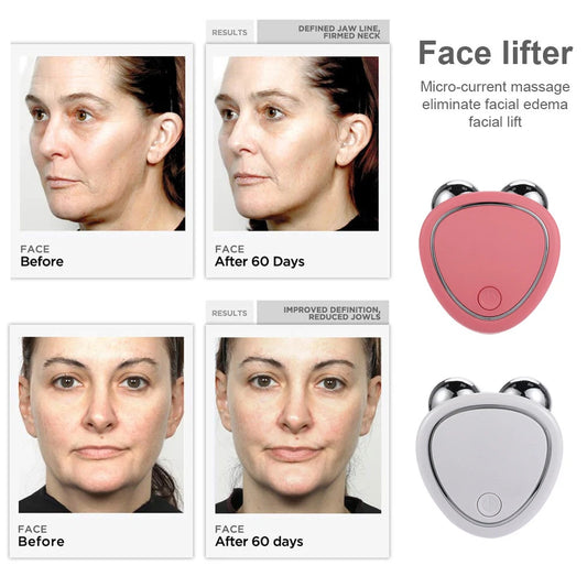 DFShop face lifting device for home use with before and after photos showing improved facial definition