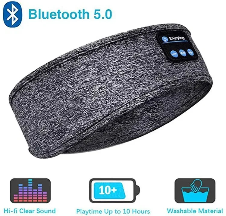 Gray Bluetooth 5.0 multifunction sleep headband with hi-fi sound and washable material