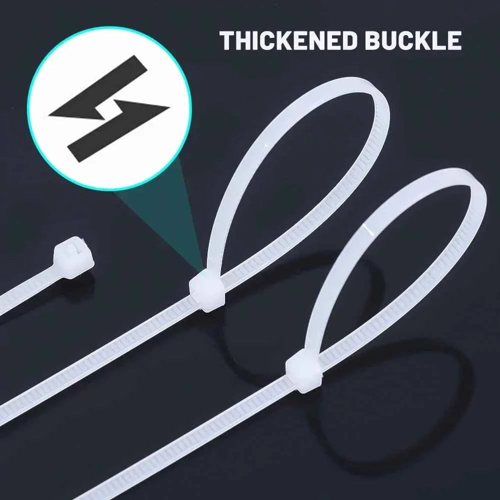White nylon cable ties bulk with thickened buckle for secure and durable fastening from DFShop