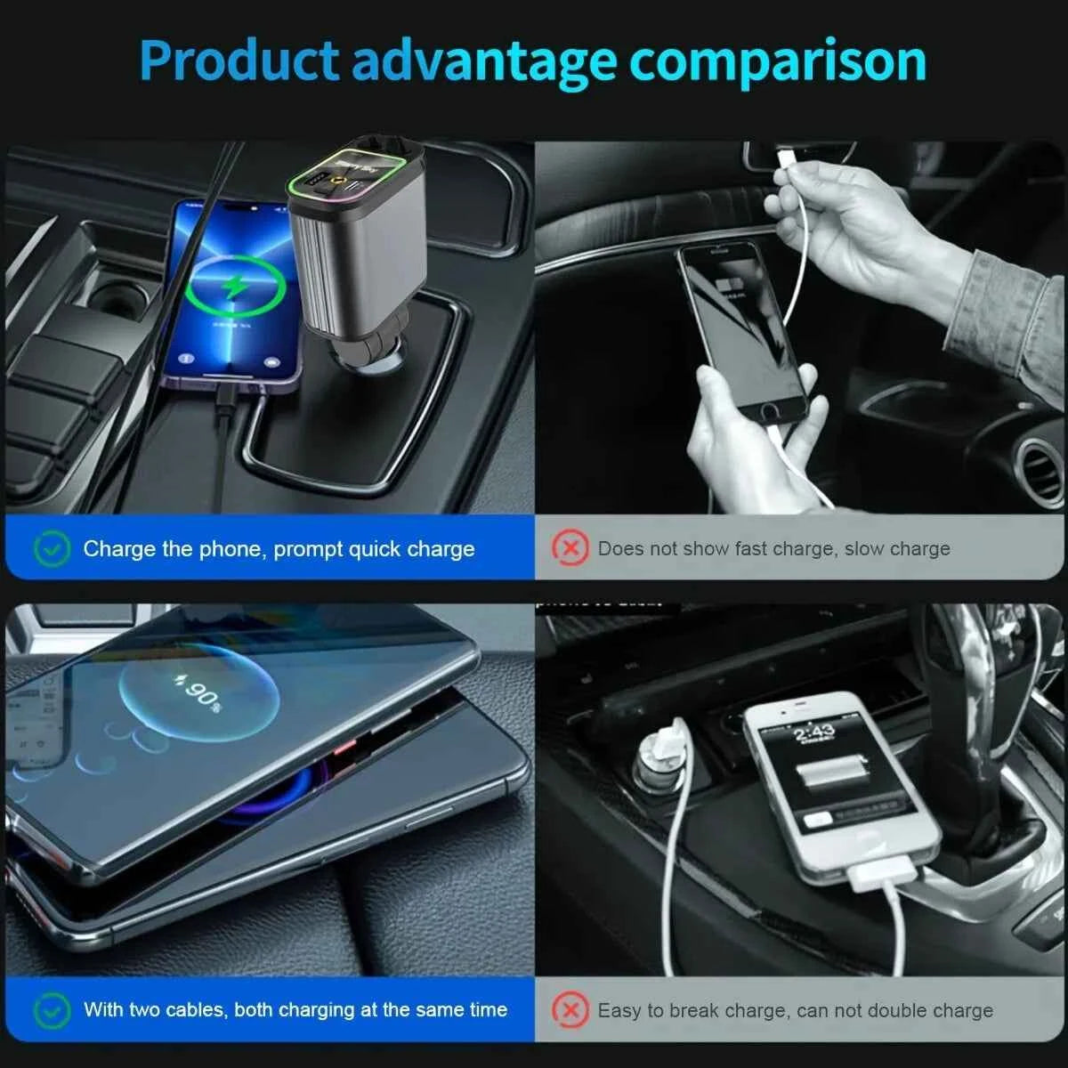 DFShop Retractable Car Fast Charger with Star Projector - DFShop