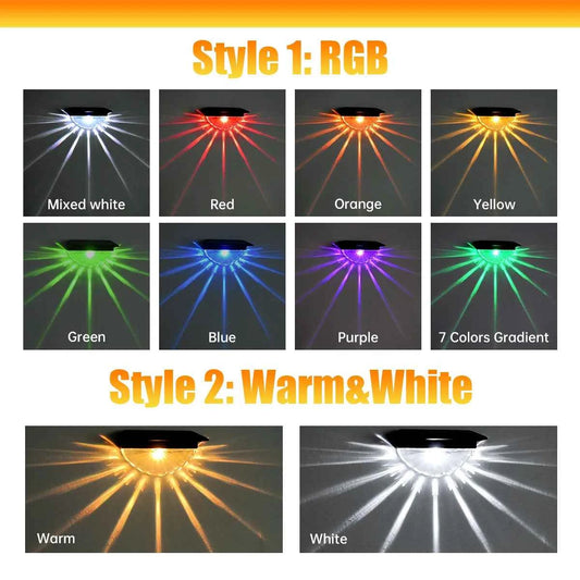 DFShop solar deck lights outdoor waterproof in RGB and warm white styles showing multiple color options