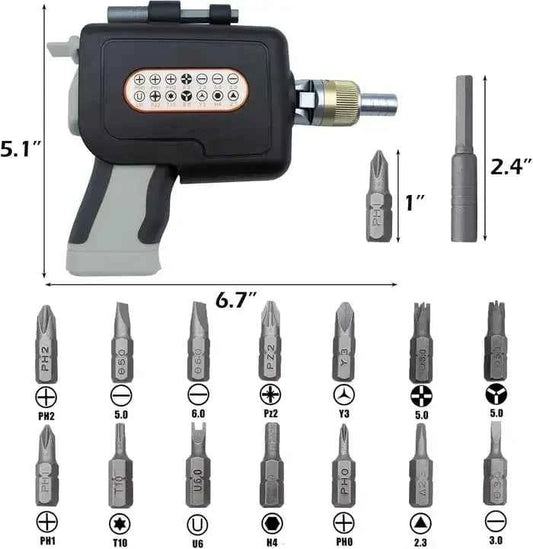 DFShop 16 in 1 multi tool screwdriver set with multiple interchangeable bits and compact handle