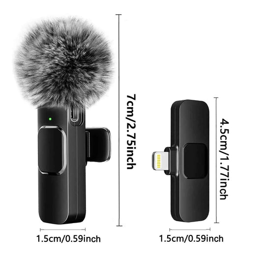 DFShop wireless mic mount in black with furry windscreen and compact size measurements