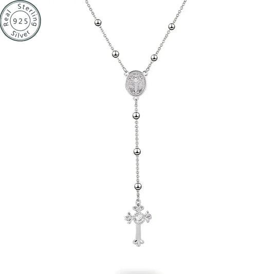 Rosary Bead Cross Necklace Chain