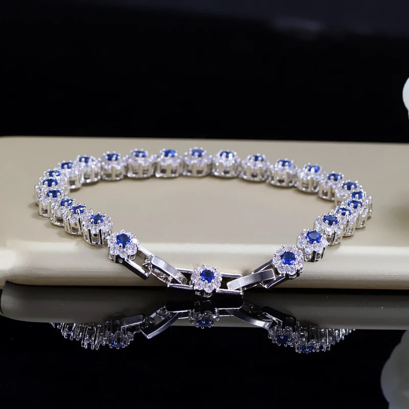 Trendy Cubic Zirconia Stone Silver Color Tennis Bracelets