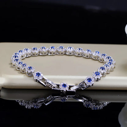 Trendy Cubic Zirconia Stone Silver Color Tennis Bracelets