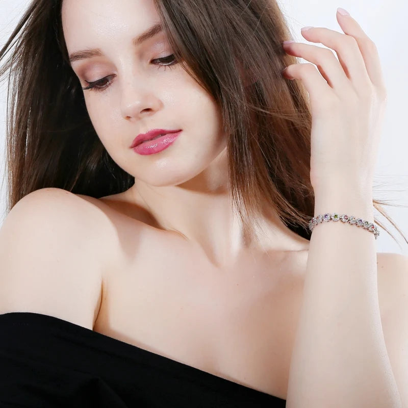 Trendy Cubic Zirconia Stone Silver Color Tennis Bracelets