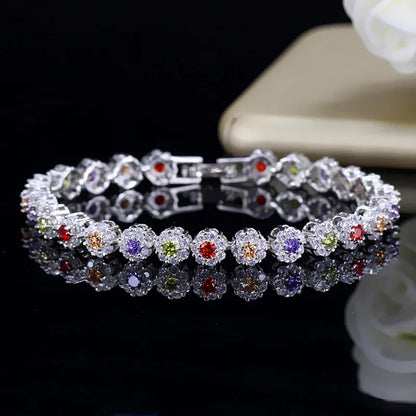 Trendy Cubic Zirconia Stone Silver Color Tennis Bracelets
