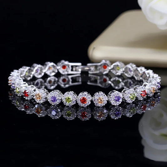 Trendy Cubic Zirconia Stone Silver Color Tennis Bracelets