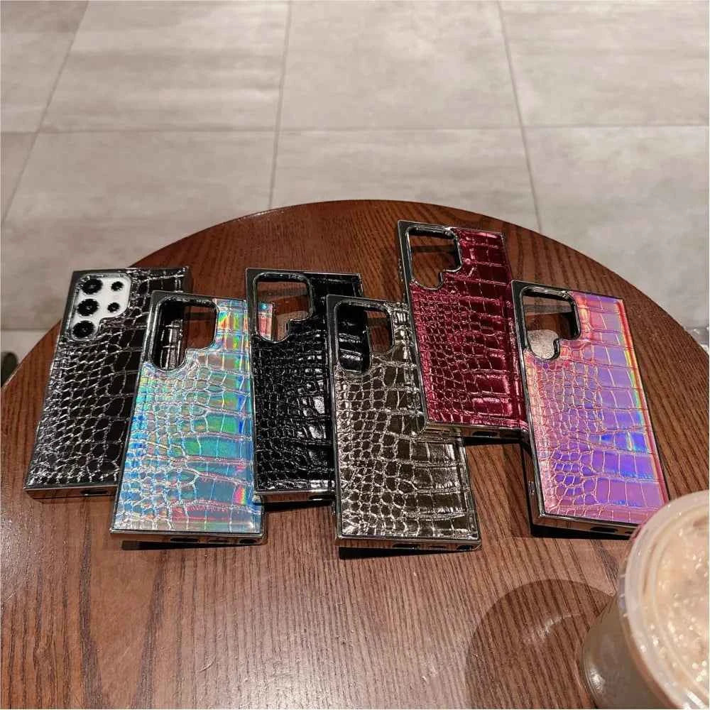Luxury Gradient Crocodile Pattern Leather Case For Samsung Galaxy S25-S23 Ultra Plus