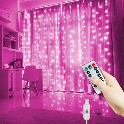 LED Curtain Garland 6x3M/3x3M USB Power Fairy Lights with Remote Control for Christmas New Year Window Decor Festoon Lighting