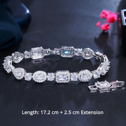 Trendy Cubic Zirconia Stone Silver Color Tennis Bracelets