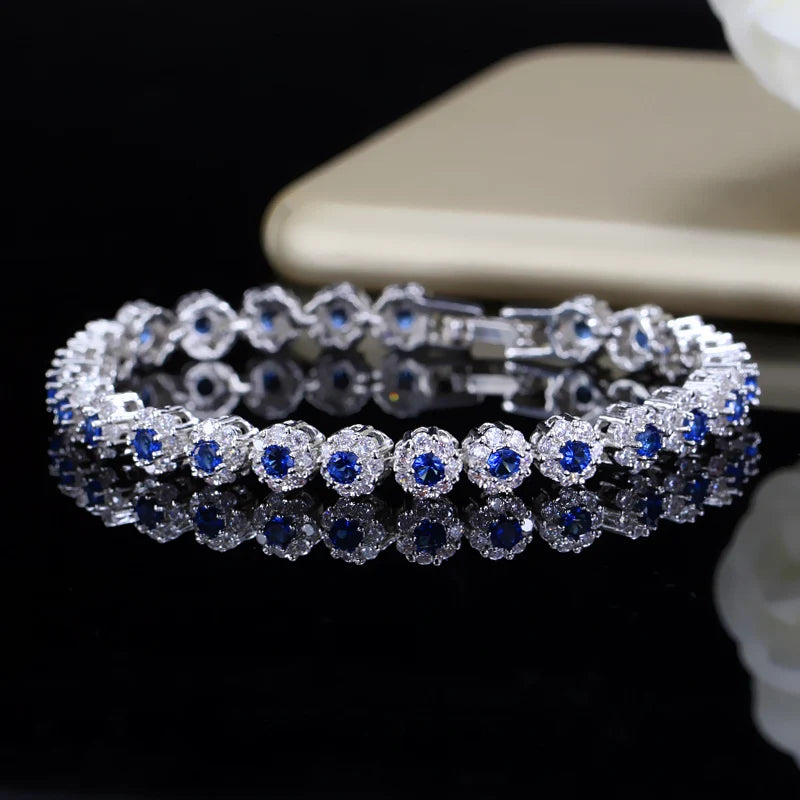 Trendy Cubic Zirconia Stone Silver Color Tennis Bracelets